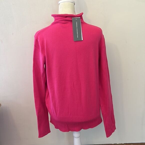 French Connection baby soft roll neck hot pink sweater Size L New - Picture 3 of 10